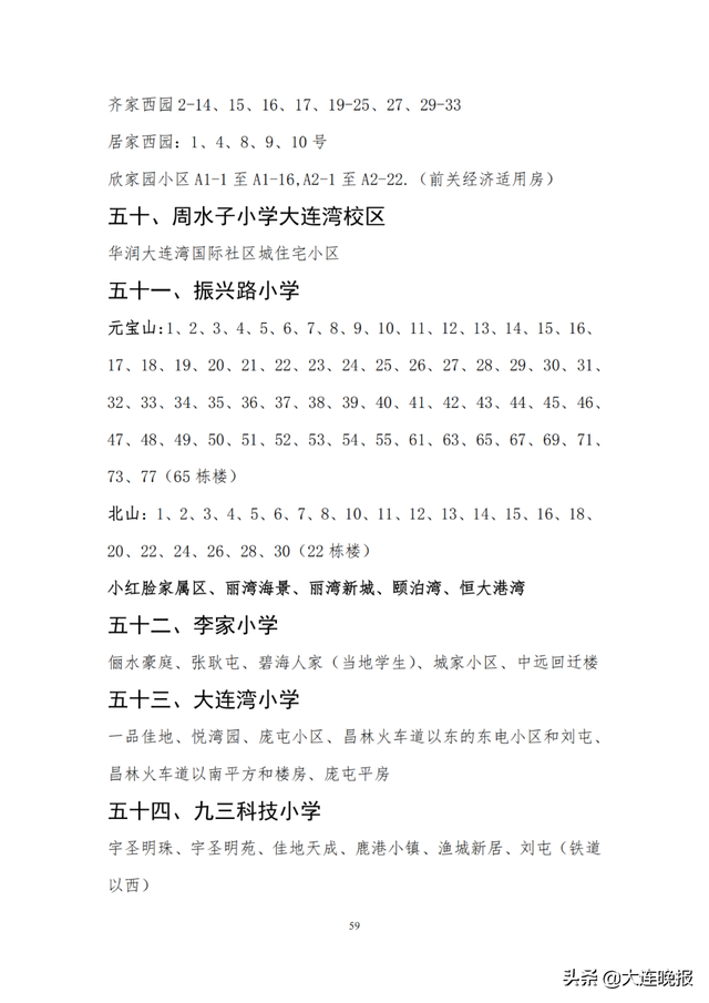 2022年大连甘井子区各所中学指标，甘井子区中小学学区划分