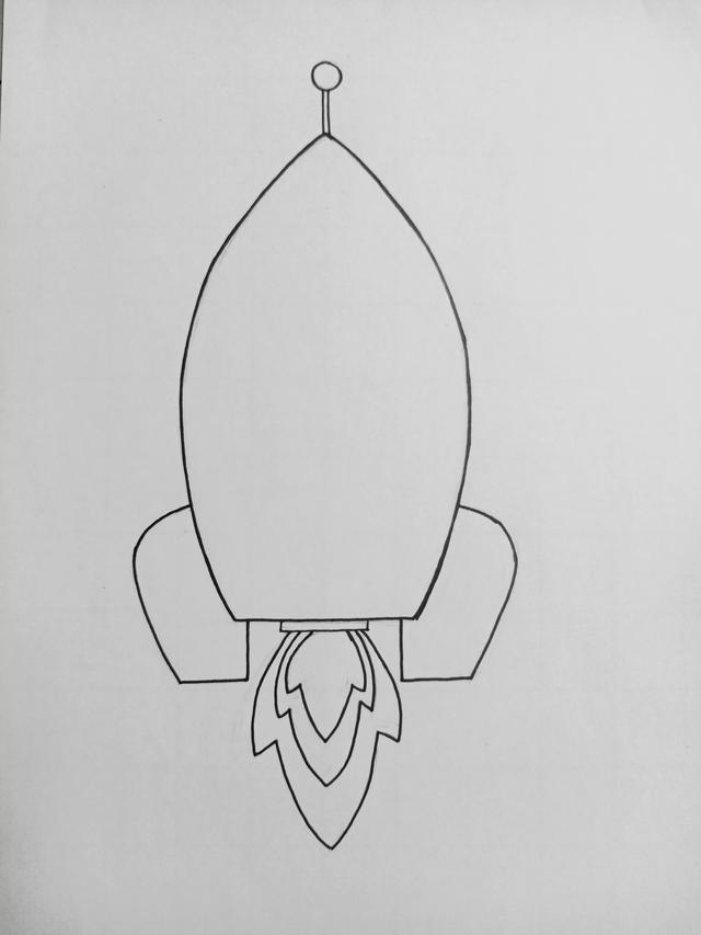 火箭画（火箭画法），科技火箭画创意简介50字（《小火箭》线描画绘画过程）