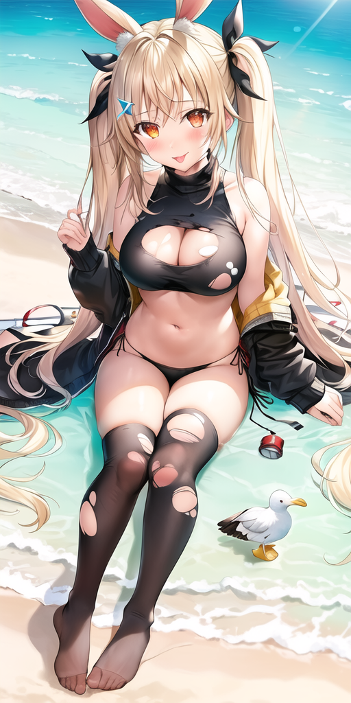 夏天的画怎么画简单又漂亮，夏天简笔画怎么画（AI绘画 海边夏日3）