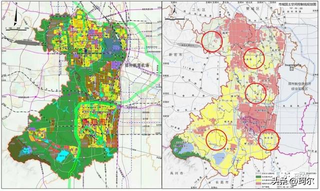 郑南新区规划图，涉及郑南新城、航空港多个组团、平原健康谷、郑西大学城等