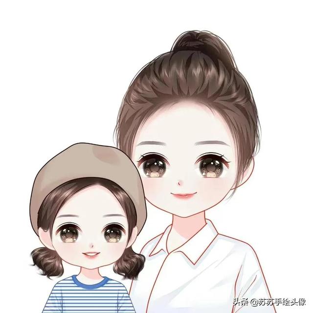 母亲节图片卡通，母亲节图片卡通人物（温馨幸福的亲子卡通头像）