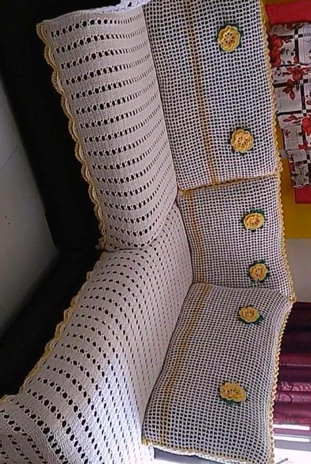 钩针编织沙发垫,毛线编织坐垫(就连家用的沙发垫都是自己钩的)