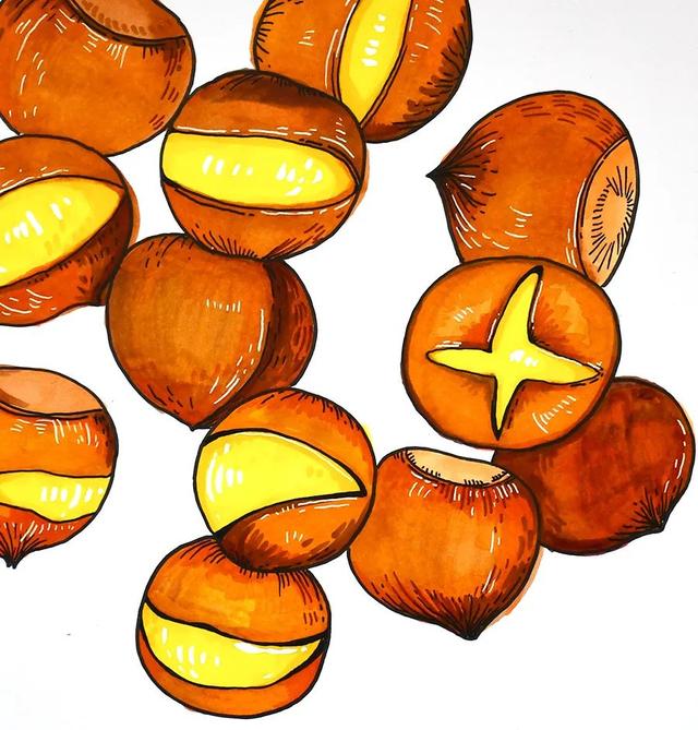 秋天的画简单又漂亮，秋天的儿童画怎么画（秋季趣味写生课程《好吃的炒板栗》）