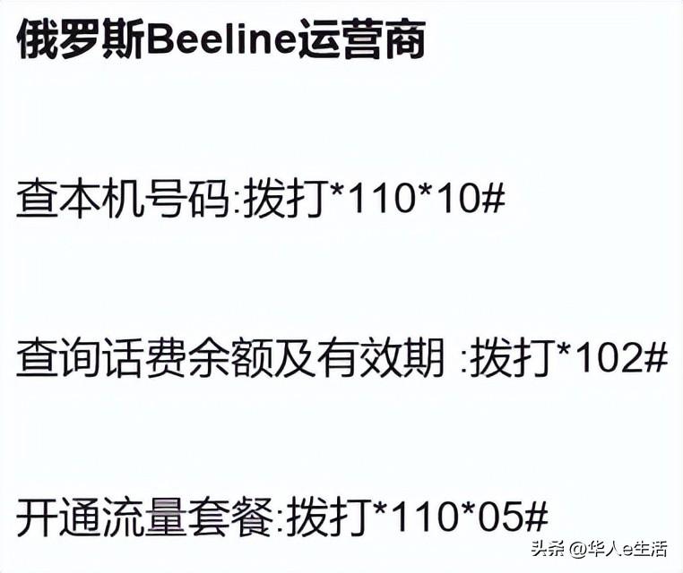俄罗斯Beeline手机卡话费流量充值查询