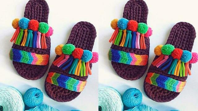钩鞋子教程从头到尾纯色，像我这样手工钩编一双