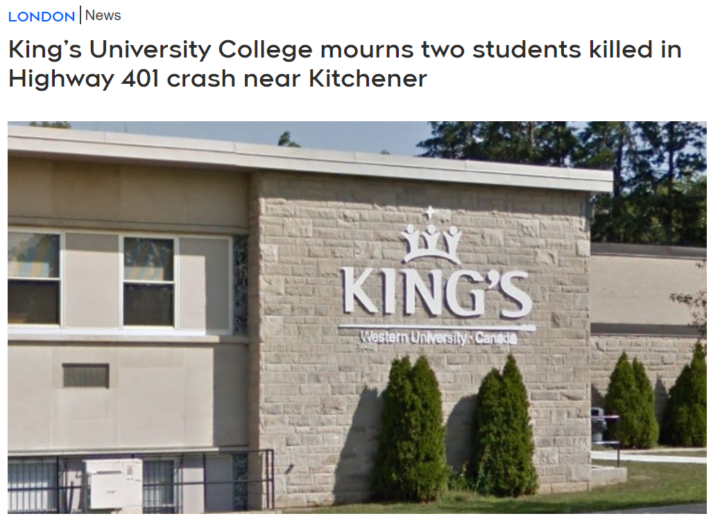 加拿大发生车祸 中国留学生2死2伤，中国学生在加拿大出车祸死亡