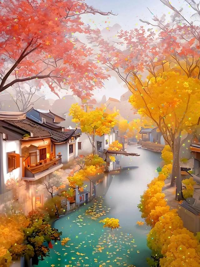 江南风景儿童画简单又漂亮，AI绘画之——江南美景