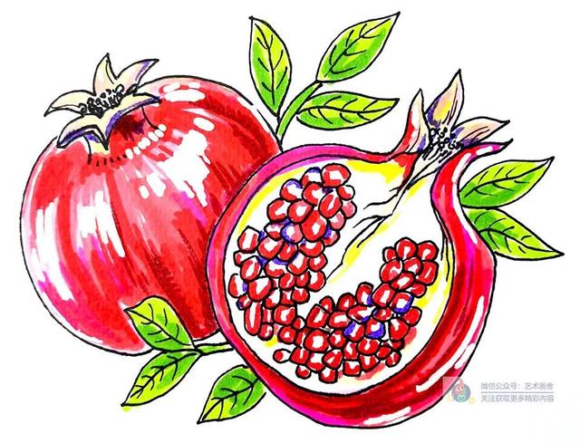 8一9岁适合学什么画，四五岁的孩子适合学什么画（综合创意画红彤彤的石榴）