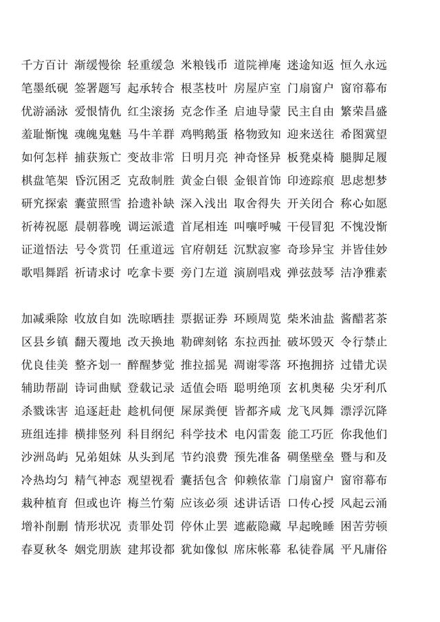 汉字押韵常用字表，押韵的字有哪些（常用3500汉字顺口溜）