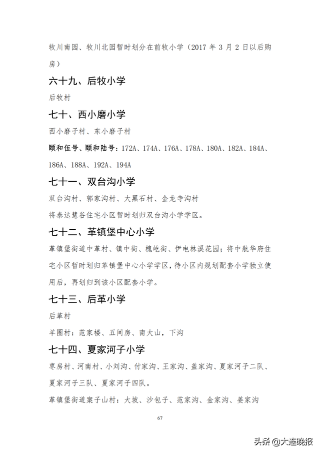 2022年大连甘井子区各所中学指标，甘井子区中小学学区划分