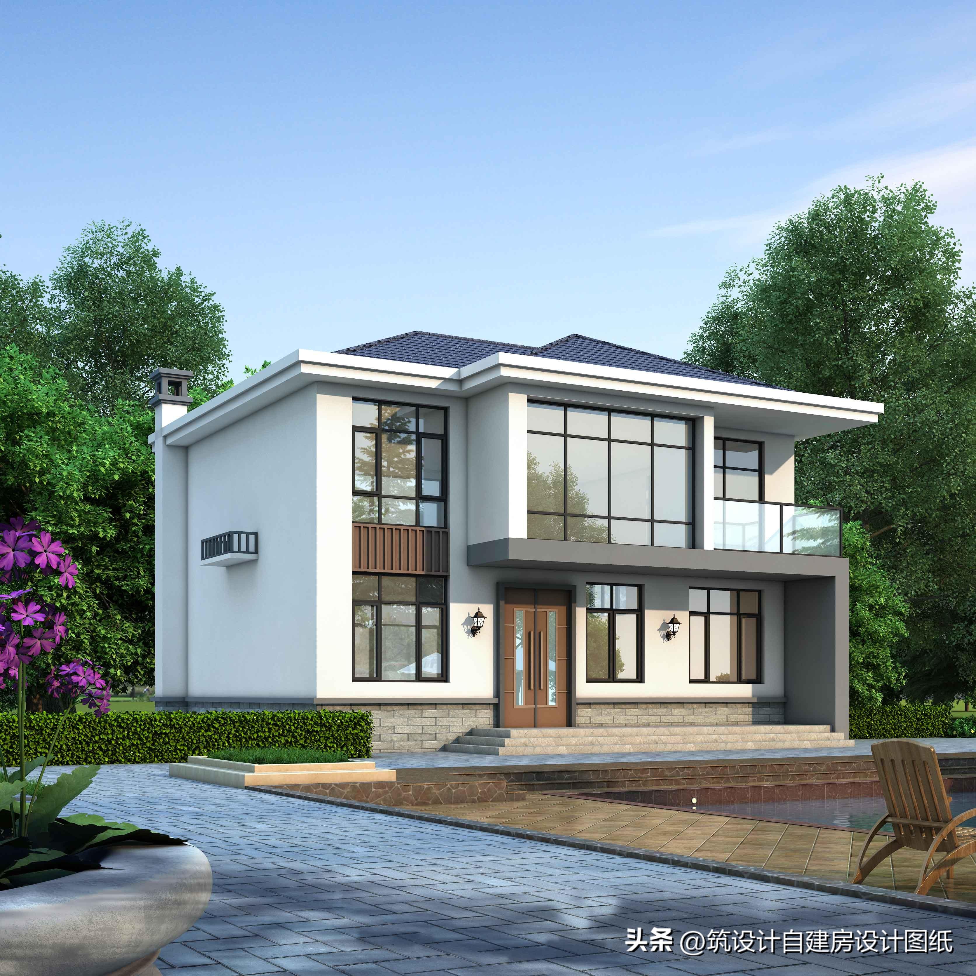 农村自建别墅二层效果图100平米,占地100平2层小别墅 - 玉三网