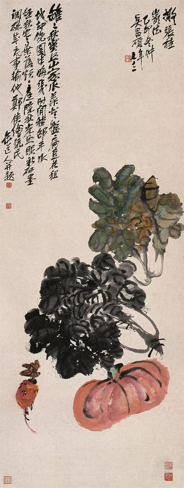 吴昌硕作品欣赏，吴昌硕晚年的花鸟册页欣赏（腕底风雷——吴昌硕书画200幅超高清合集）