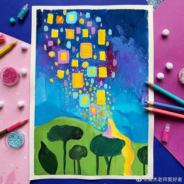 7-12岁儿童手工画，童真动物绘