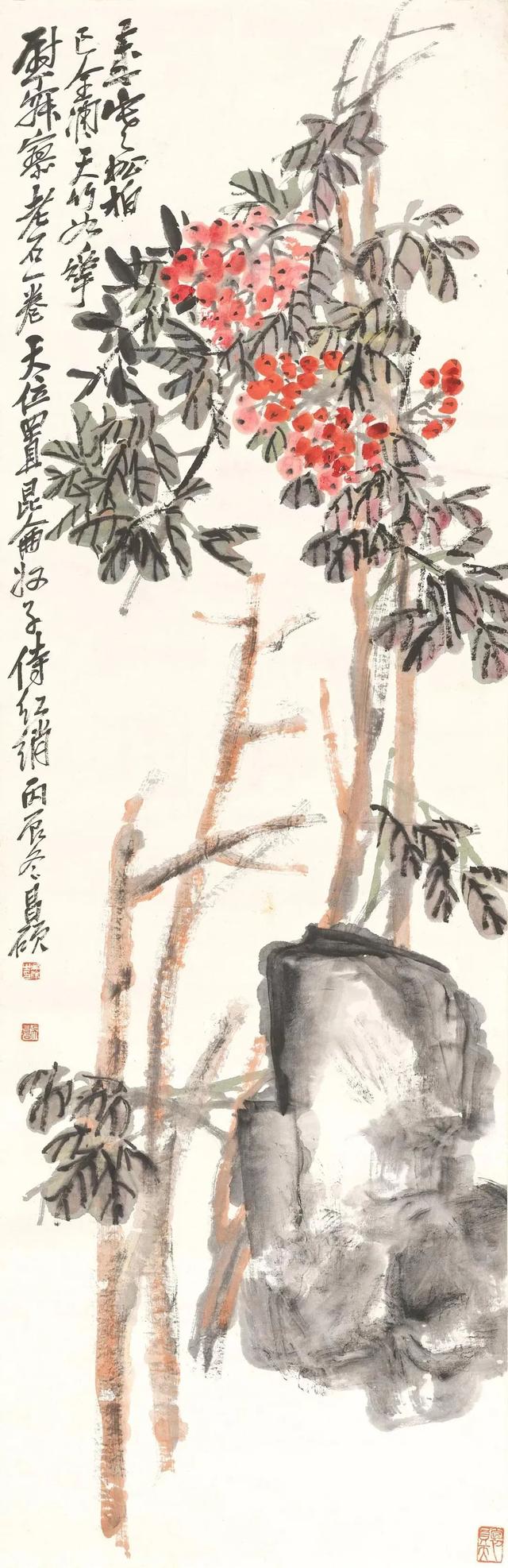 吴昌硕作品欣赏，吴昌硕晚年的花鸟册页欣赏（腕底风雷——吴昌硕书画200幅超高清合集）