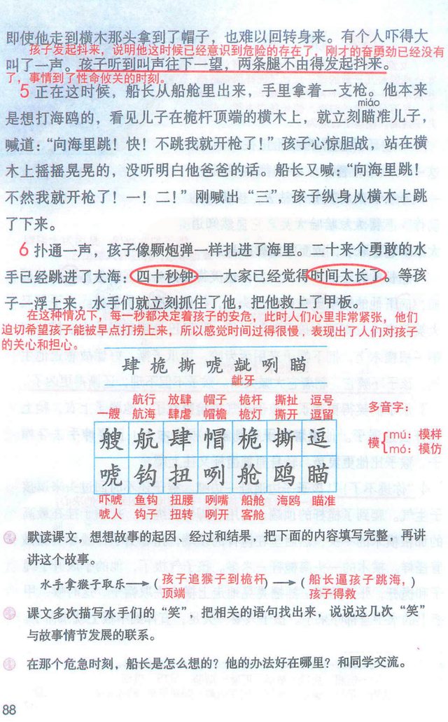 眼巴巴是什么意思，眼巴巴的意思（五年级语文下册第17课《跳水》课堂笔记+课后练习）