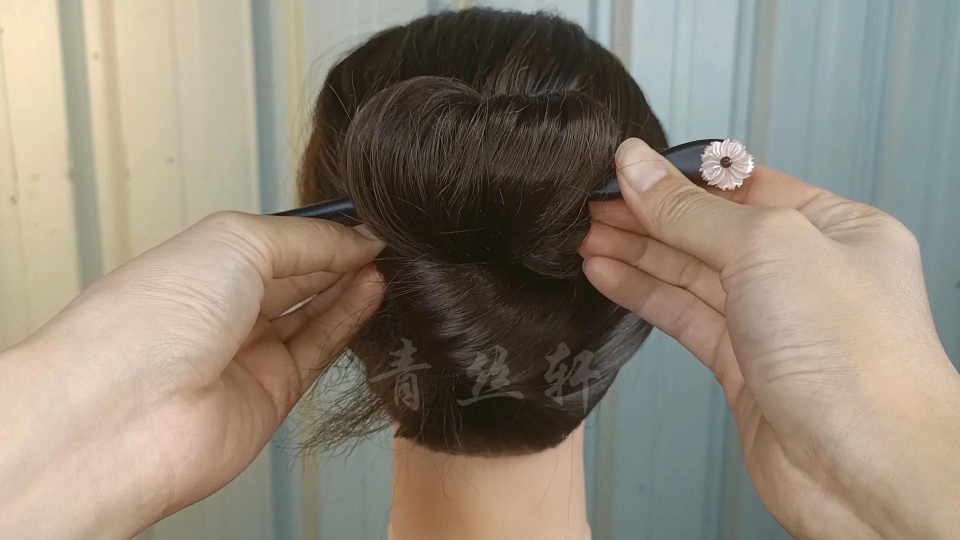 如何盘头发插簪子,一根簪子簪头发的方法教程
