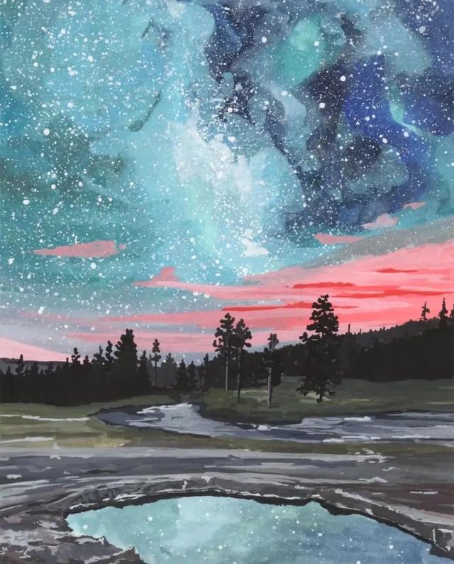 水粉风景写生步骤图，水粉风景画初学者（Akouri）