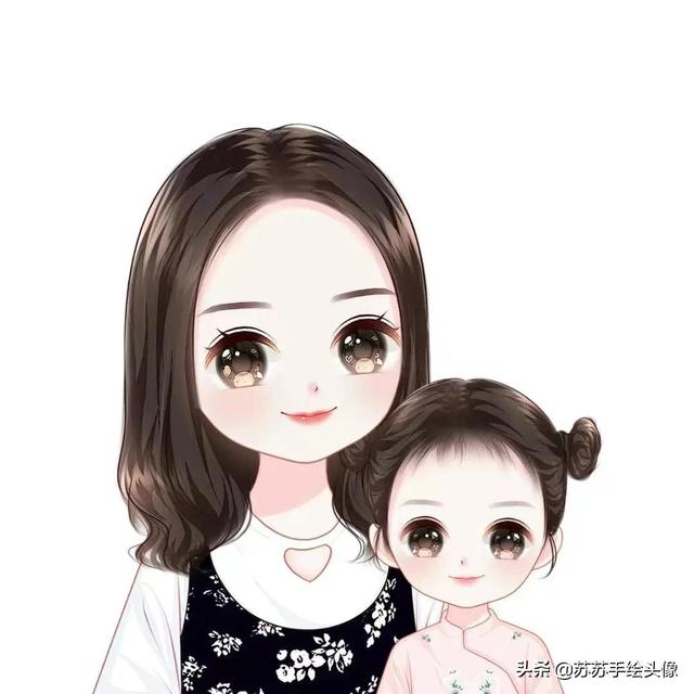 母亲节图片卡通，母亲节图片卡通人物（温馨幸福的亲子卡通头像）