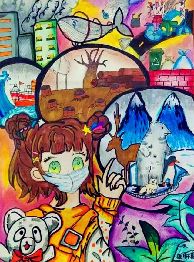 画一张保护环境的画，保护环境的儿童画怎么画（童心绘环保丨全市中小学生环保绘画大赛作品赏析）