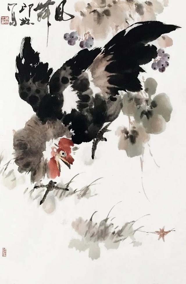 如何画牛,萧朗笔下的鸡:雄鸡赳赳(怎么画牛最简单最好看)