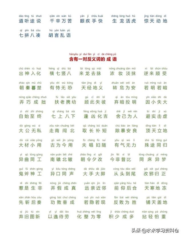 带词的成语，查成语四个字（小学生必备四字成语合集<三>）