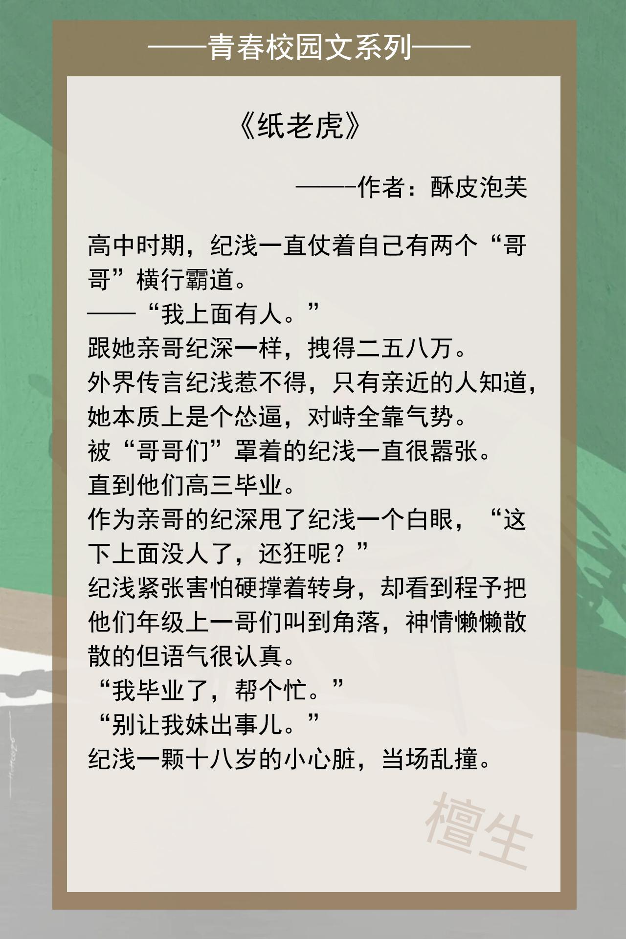 第一本:《纸老虎》作者:酥皮泡芙