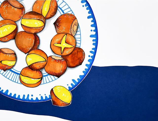 秋天的画简单又漂亮，秋天的儿童画怎么画（秋季趣味写生课程《好吃的炒板栗》）