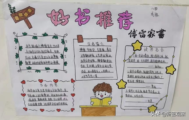 好书推荐卡简单又漂亮 一等奖，好书推荐卡简单又漂亮三年级（新密新华路初中开展“好书推荐”手抄报评比活动）