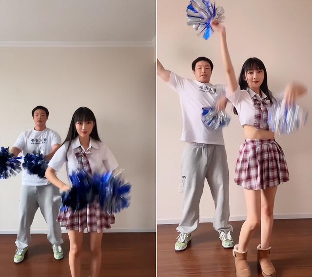 烧饼夫妇豪宅内跳操！老婆穿紧身裤双腿纤细，身后晾一排衣服抢镜