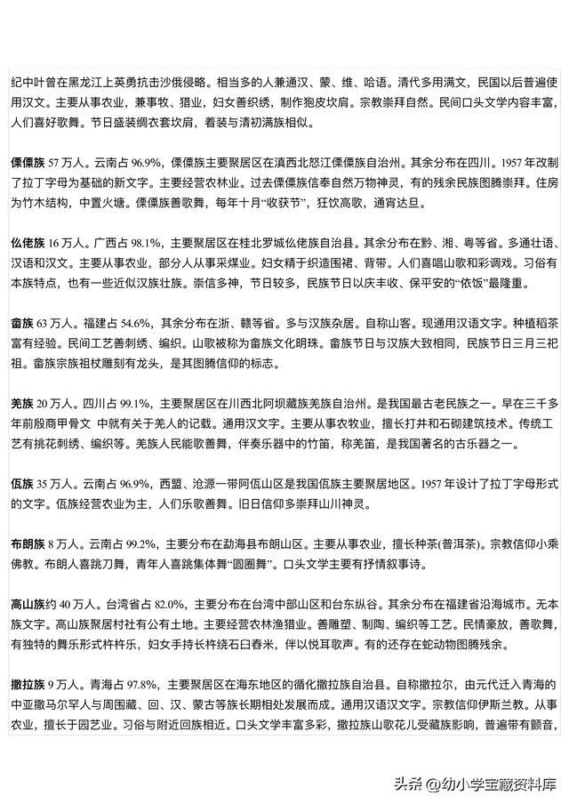 56个民族都有什么族，中国56个民族介绍