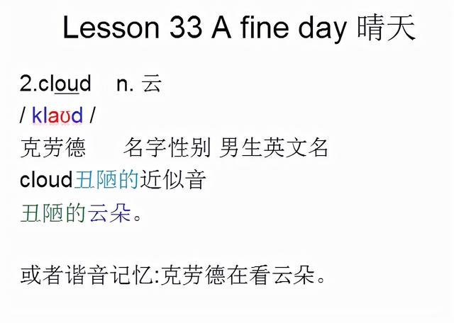 云朵英语怎么读，云的英文是什么（音标课件自学整理Lesson）