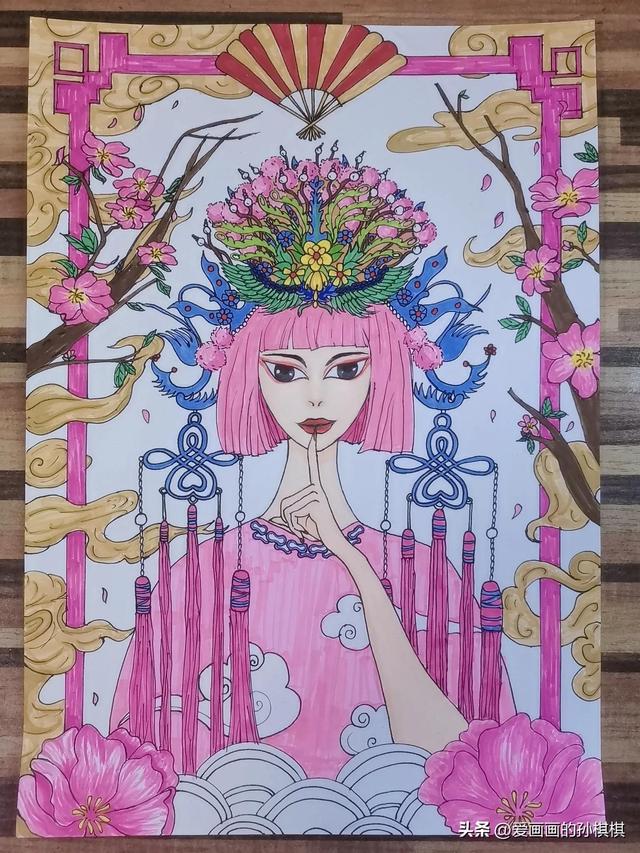 风怎么画简笔画，风简笔画怎么画（中国风人物画戏剧人物儿童画彩色马克笔少儿美术）