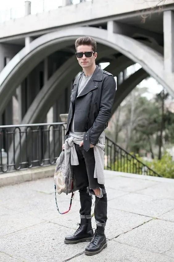 一,皮靴 牛仔裤的风格组合