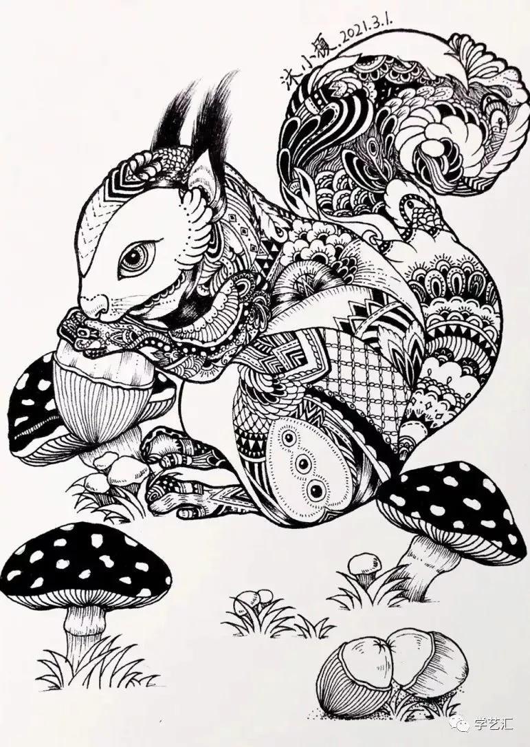 1,120多种少儿绘画作品展示,创意手工制作 线描 马克笔 综合创意画