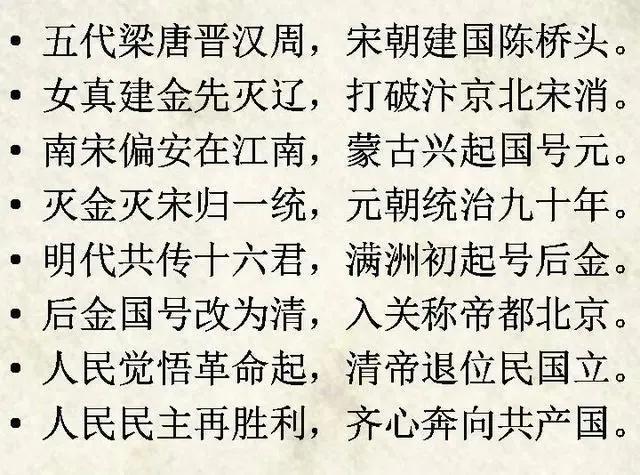 中国朝代口诀记忆法，关于中国朝代记忆口诀（中国历史各个朝代记忆口诀六种方法）