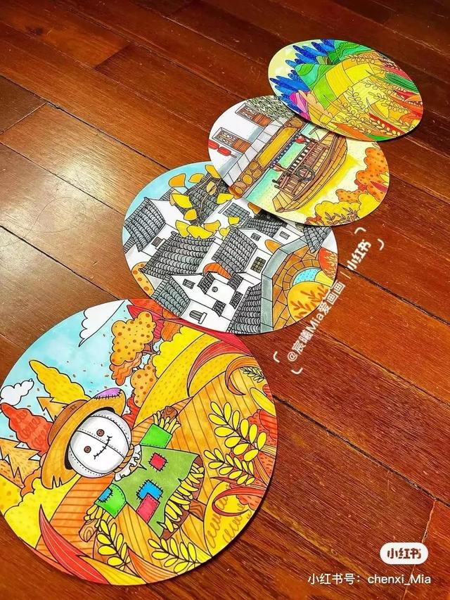 秋天最简单的画，简单秋天的简笔画方法（50张马克笔色彩丰富的秋天主题装饰画）