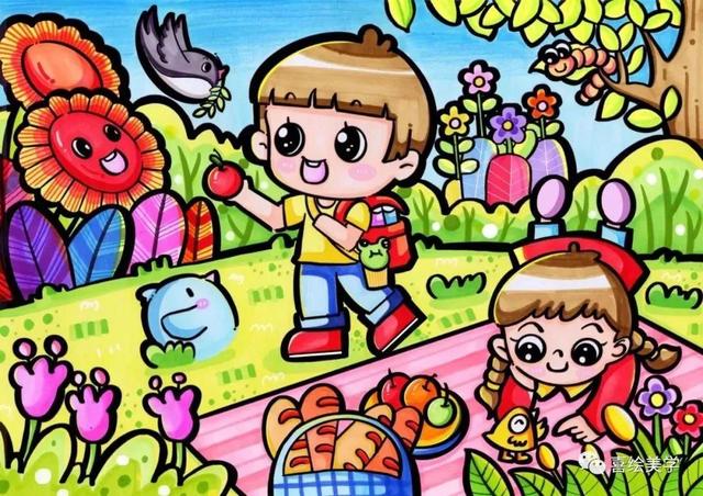 马克笔绘画风景，简单的风景画教程马克笔（创意儿童画—巧手绘画美丽的马克笔风景绘画）