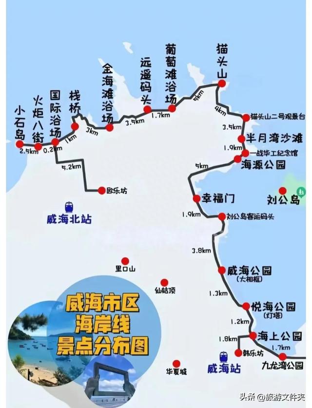 威海旅游一定要收藏，这张海岸线景点分布图，一目了然