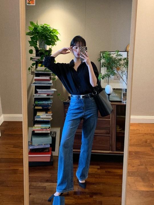 阔腿牛仔裤的时髦搭配,阔腿牛仔裤的搭配图片大全(衬衣 牛仔裤,衬衣