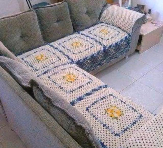 废毛线怎样自制沙发垫图片