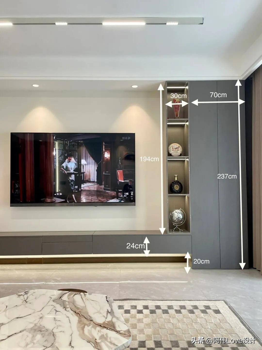 电视机标准尺寸一览表，电视机尺寸有哪些（30多款电视背景墙尺寸）