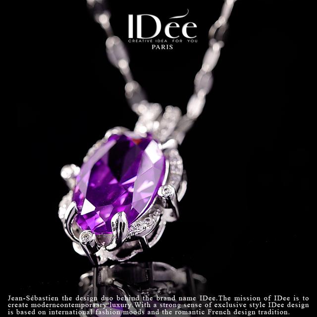 紫水晶项链代表什么，紫水晶手链代表什么（优雅出众——IDee紫水晶项链锁骨吊坠925银饰品）