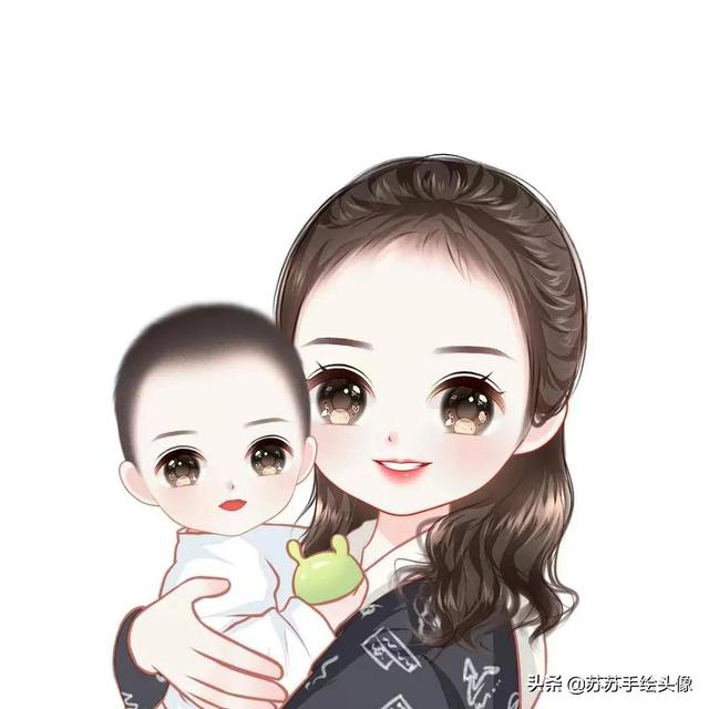 母亲节图片卡通，母亲节图片卡通人物（温馨幸福的亲子卡通头像）