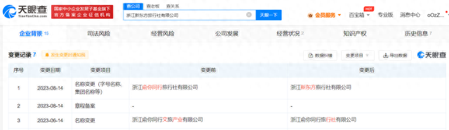 俞你同行旅行社更名新东方旅行社