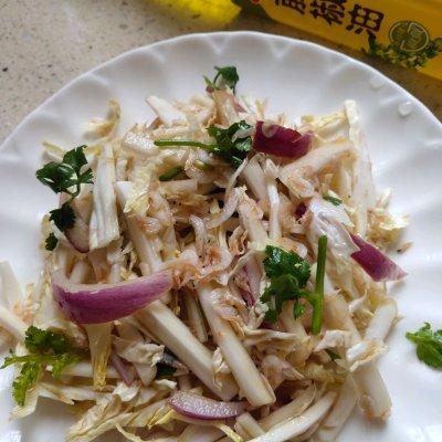 海米的做法，淡干海米怎么做好吃（#清香麻爽秒入魂#白菜心拌虾皮）