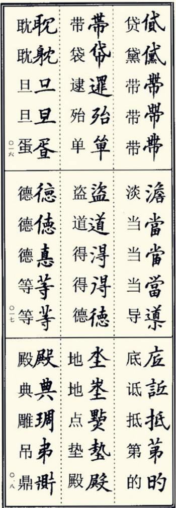 楷书异体字大全，写楷书最常用的986个异体字