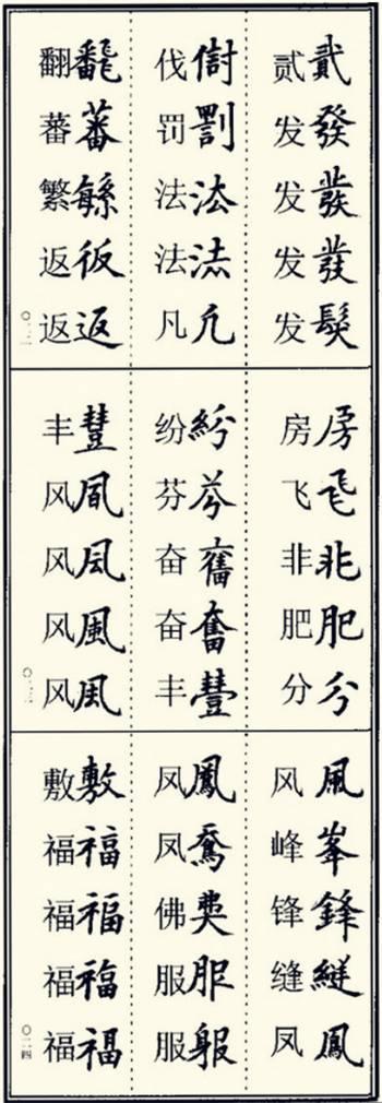 楷书异体字大全，写楷书最常用的986个异体字