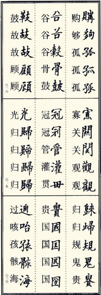 楷书异体字大全，写楷书最常用的986个异体字