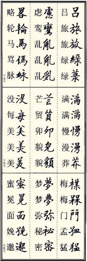 楷书异体字大全，写楷书最常用的986个异体字