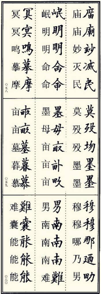 楷书异体字大全，写楷书最常用的986个异体字